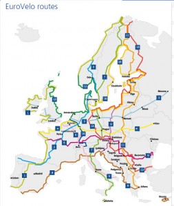 14 bicycle routes in the EuroVelo network