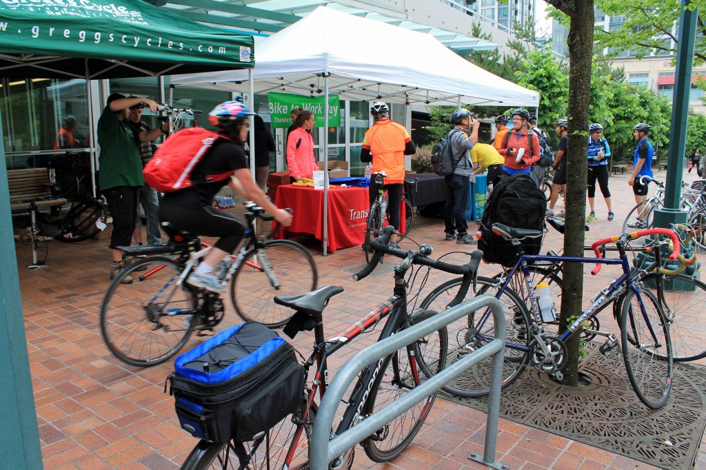 Busy bike station in Bellevue