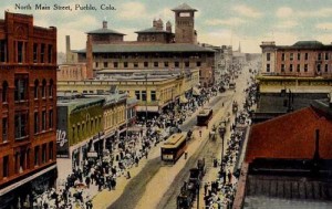 Vintage postcard of Main Street, Pueblo