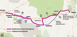 Negotiated detour for Route 66 in California (click for larger version)