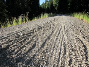 Wide tires will help plow thru deep gravel east of Snoqualmie Tunnel