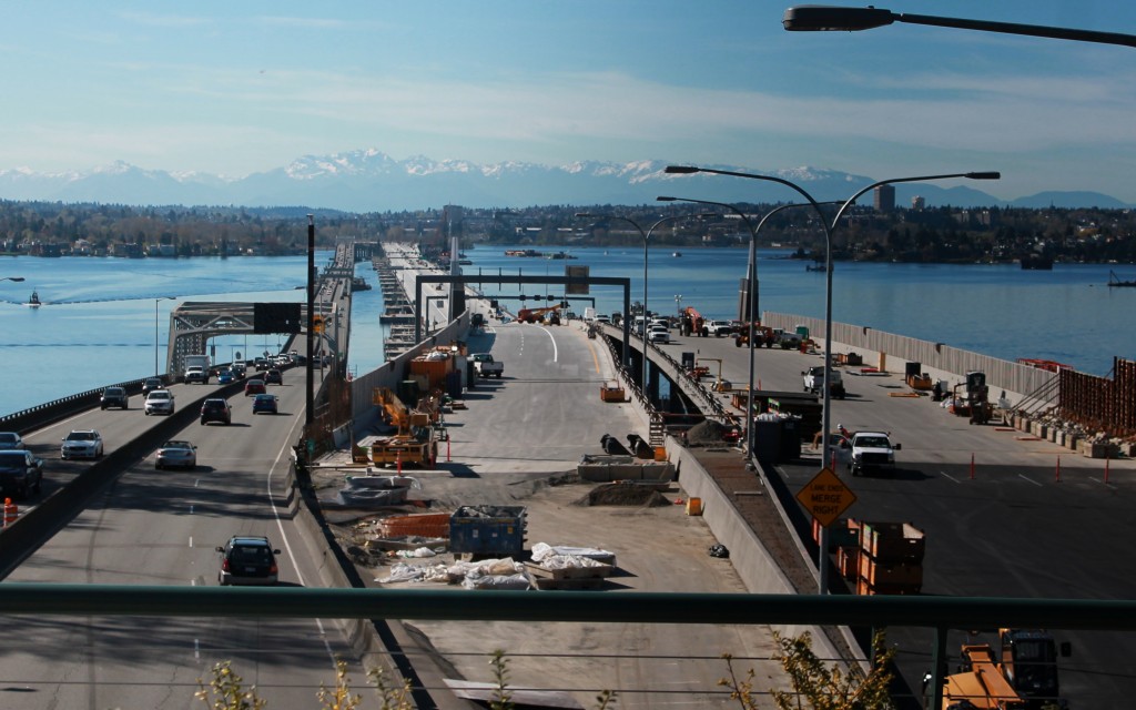 SR 520 bridge scene from Bellevue on Wednesday