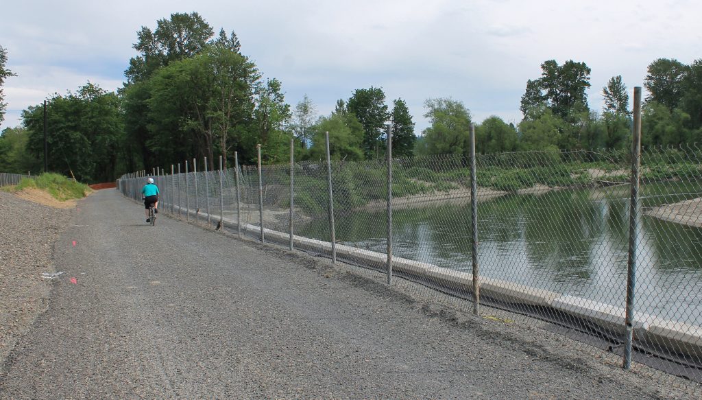 Temporary trail opening on the levee