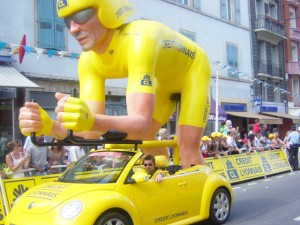Yellow jersey in caravan